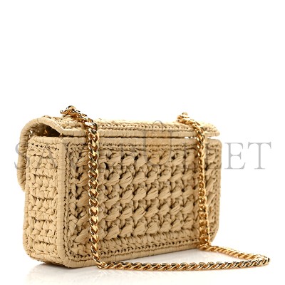 CELINE RAFFIA EFFECT CLAUDE CHAIN SHOULDER BAG NATURAL 112252ETU-02VG (21*11*4cm)